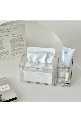 S Gri-ıns Şeffaf Akrilik Doku Kutusu Kalem Makyaj Fırça Saklama Kutusu Yaratıcı 3 Izgaralar Peçete Tutucu Muhtelif Kozmetik Organizatör İle