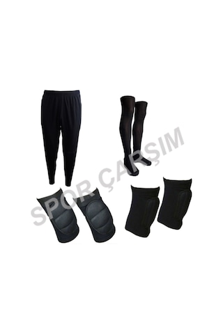 Ünal Spor Kaleci Pantolonu,Dizlik,Dirseklik,Lüks Çorap Set Siyah