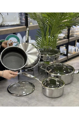 Çırağan Thermo Stell 3 Katmanlı Çelik Tencere Seti Inox