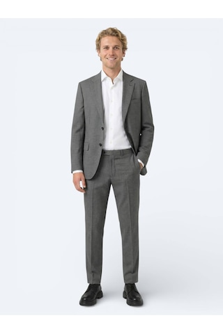 Kip Gri Çizgili Modern Fit Yün Takım Elbise 46
