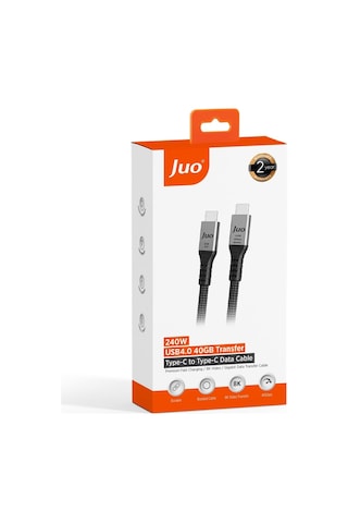 Juo Usb 4.0 240w 40gbps Thunderbolt 4 8k 60hz Usb-c Görüntü Aktarım Ve Type-c Hızlı Şarj Ve Data Kablosu 1 Metre