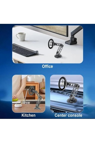 Metal Katlanabilir 360 Dönen Mıknatıslı Magnetic Yüksek Kaliteli Telefon Tutucu Gümüş