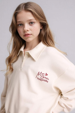 Defacto Polo Yaka Baskılı Sweatshırt Kız Çocuk E6841a826sper85 Ekru-er85