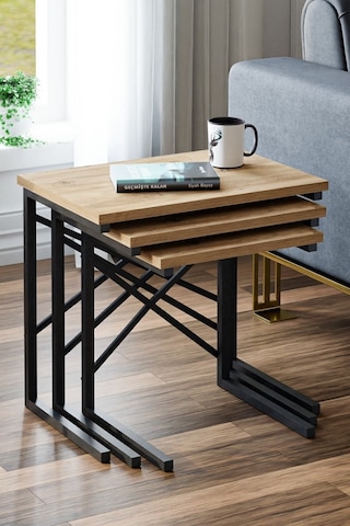 Ceramical ZG1 Zigon Sehpa 3'lü Atlantik Çam