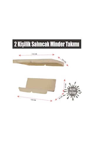 Viphomeconceptltd Vip Salıncak Minder Seti 2 Kişilik Tenteli Salıncak Minder Krem