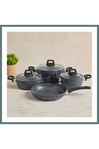 Ventra 7 Parça Granit Tencere Ve Tava Seti 20-24cm Derin, 27cm Cam Kapak, 26cm Tava Ventra