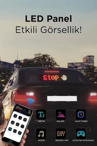 Rp1259 Led Matrix Panel 16x96cm Telefon Kontrollü Kayar Led Animasyon Aydınlatma Çok Renkli