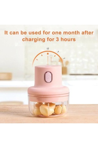 Kablosuz Kıyıcı Ev Elektrik Çok Fonksiyonlu Kıyılmış Tamamlayıcı Gıda Karıştırma Sarımsak Artifact Pişirme Makinesi Presler Pembe, 250ml Açık Gri