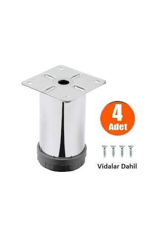 Mobilya Ayağı Metal Krom Ayak 8 CM Alttan Ayarlı 4 Adet