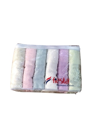 6 Lı Fiesta Jakarlı %100 Pamuklu El Yüz Havlusu Seti 50 X 90 Çok Renkli