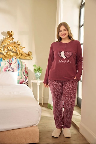 Aydoğan Kadın Suzi Büyük Beden Termal Bordo Pijama Takım 0678 Bordo