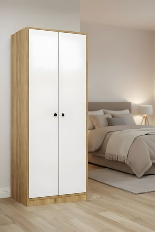 Moderno 2 Kapaklı 5 Raflı Askılıklı Gardırop - Safir Meşe Modüler Elbise Dolabı Safir Meşe Moderno 2 Kapaklı 5 Raflı Askılıklı Gardırop - Safir Meşe Modüler Elbise Dolabı Safir Meşe