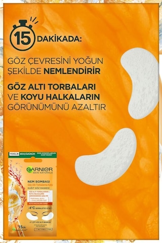 Garnier C Vitamini Parlak Süper Aydınlatıcı Serum 30 ML + Nem Bombası Kağıt Göz Maskesi