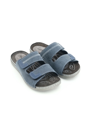 Gezer Naturela Comfort Erkek Yazlık İç Taban Hakiki Deri Çift Cırtlı Ayarlanabilir Rahat Taban Günlü Lacivert