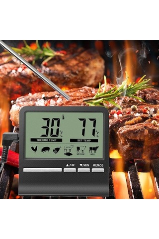 Springsun Siyah Mutfak Yemek Sicaklık Ölçer - Barbekü, Fırın Ve Pişirme İçin Gıda Termometresi