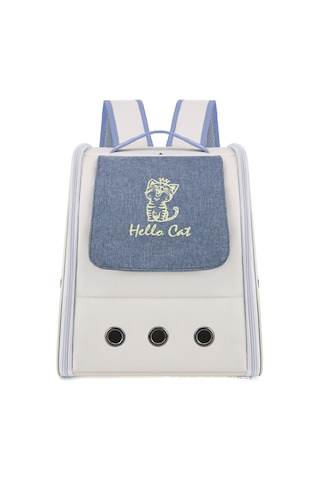 Hangfox Geniş Kapasiteli Su Geçirmez Kanvas Kedi Çantası - Dışarı Çıkışlar İçin Kol/omuz Taşınabilir Sevimli Desenli Evcil Hayvan Çantası Mavi 5025