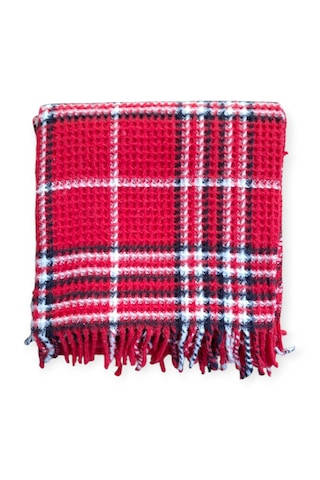 Çift Kişilik Skoç Battaniye 180 220cm Kırmız-beyaz Kırmızı