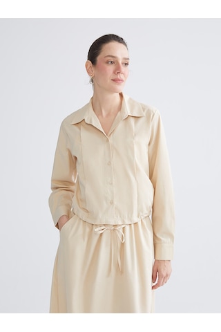 Lcwaıkıkı Classic Bej Poplin Kadın Gömlek