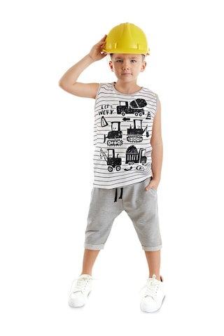 Denokids İnşaat Aracı Erkek Çocuk T-shirt Kapri Şort Takım Çok Renkli