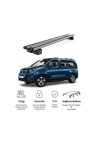 Pençe Peugeot Rifter 2019 Ve Sonrası Uyumlu Gri Ara Atkı 135cm Port Bagaj Tavan Barı