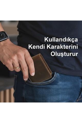 Luqa Leather Hakiki Deri El Yapımı Erkek Cüzdanı Minimalist Tasarım Kartlık Kahverengi Açık Kahverengi