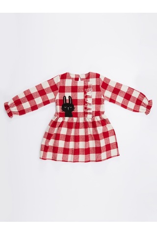 Denokids Siyah Tavşan Ekose Kız Çocuk Elbise Çok Renkli