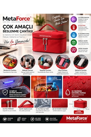 Termal Beslenme Çantası Çok Amaçlı Isı Yalıtımlı Seyahat Okul Makyaj Uv Steril Saklama Ve Taşıma Kırmızı