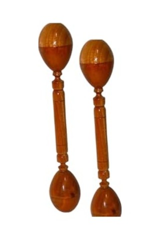 Ahşap Maracas Çift Taraflı 28 Cm Uzak Doğu Müzik Aleti Marakas Açık Gri