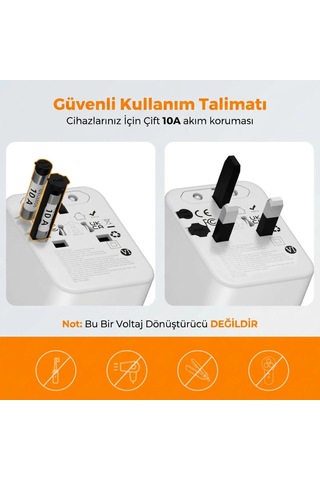 Tessan Evrensel Seyahat Adaptörü, 5 Usb Portlu 1 Usb C Uluslararası Fiş Adaptörü, Abd'den Avrupa Birliği, İngiltere, Avustralya Ve İrlanda'ya Dünya Çapında Elektrik Prizi
