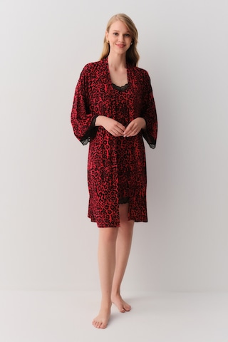 Suwen Splendid Sabahlık Sh2623361595 Kırmızı Desenli