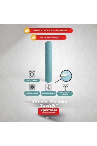 Xpermate Sarılma Yastığı Bacak Arası Yastığı Silindir 150cm Mavi