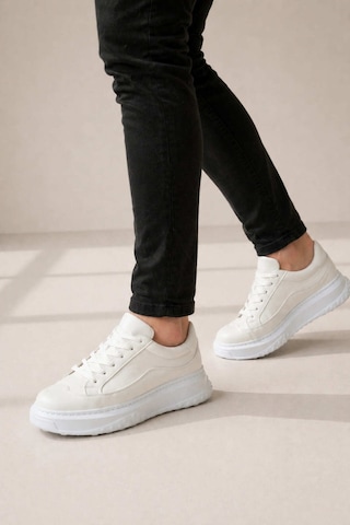DMR Elegance Th Colleciton Jy507 Dara Bağcıklı Cilt Erkek Günlük Sneaker Ayakkabı Cbt Beyaz - 44