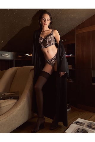 Koton Bralet Sütyen Leopar Desenli Balenli Kapsız Dolgusuz Siyah Desenli 4wlk10180mk 4WLK10180MK9D9 Siyah