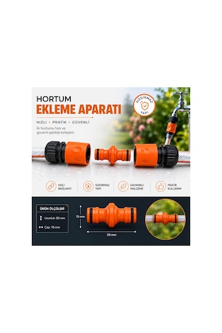 Otomatik Hortum Bağlantı Aparatı 3 Parça 1/2'' Bahçe Hortumu Ekleme Adaptörü Sızdırmaz