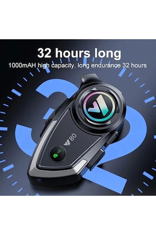 Y80 Motosiklet Kask Kulaklık Intercom Işıklı Motorsiklet Interkom