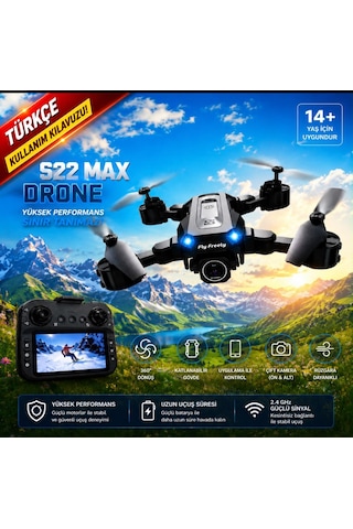 S22 Max Drone Ekranlı Kumanda Tek Tuşla Gelme Çift Bataryalı Uygulama Kontrollü Taşıma Çantalı Drone