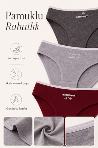 Sebatingo Kadın Külot Pamuklu Likralı Karışık Renkli 7 Li Paket Çok Renkli