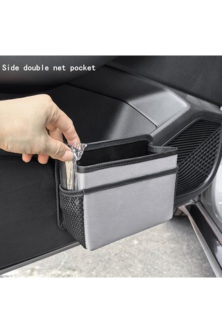 Gri Katlanabilir Çok Amaçlı Araba Çöp Kutusu, Çöp Torbalı Askılı Saklama Kutusu, Ev Ve Ofis İçin Çok Cepli Tasarım