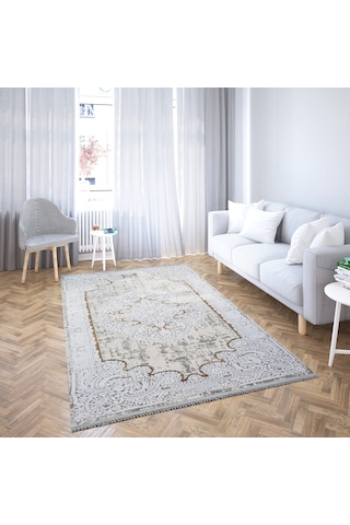 Nostalji Seri Gold Klasik Motifli Altı Kaymaz Makine Dokuma Halı 13418 Çok Renkli