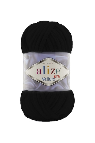 Alize Velluto 60 Siyah Kadife El Örgü İpi