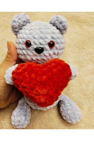 Kadife Kalpli Ayıcık Peluş Örgü Oyuncak Hediyelik Karisik