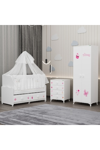 Elegant Yıldız 2 Bebek Odası Takımı Yatak Uykuseti - Prenses Beyaz