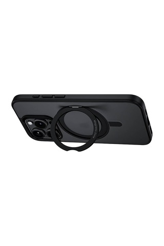 Apple Uyumlu iPhone 15 Pro Max Kılıf Magsafe Şarj Özellikli 360 Dönebilen Benks Pop Stand Kapak Siyah