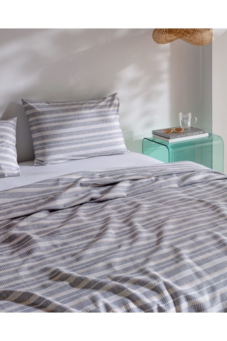 Darvell Tek Kişilik Pamuklu Ecocell Baskılı Pike Takımı - Gri/bej 8684427213414 Çok Renkli