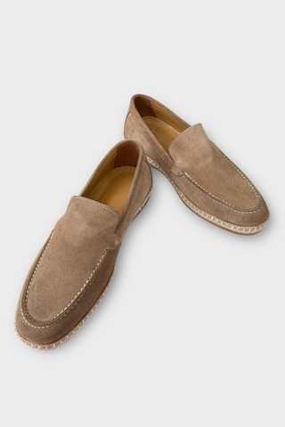 Erkek Hakiki Süet Deri Espadril Ayakkabı Bej Bej