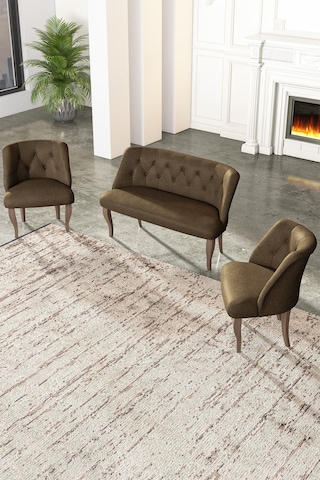Vinda Çay Seti Koltuk Takımı Salon Balkon Takımı - 2+1+1 Kahverengi Vinda Çay Seti Koltuk Takımı Salon Balkon Takımı - 2+1+1 Kahverengi