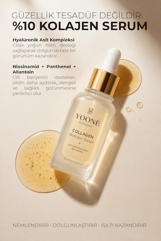 Yooné Skincare Collagen Serum 30 Ml Yoğun Kolajen Bakımı İle Nemli Ve Canlı Cilt Görünümü