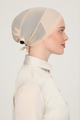 Melodi Scarf Kadın Tesettür Parisien Tüllü Climafit Likralı Nefes Alan Parizyen Dikişsiz Bone Bej Bej