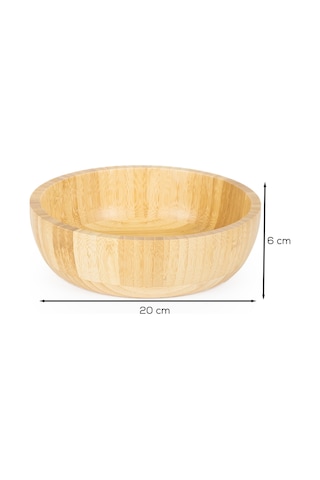 Porsima 2061 Orta Boy Doğal Bambu Salata Kasesi 20cm Bambu
