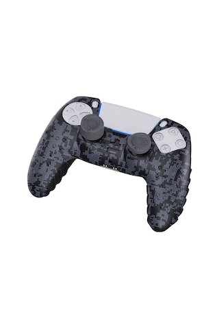 Ps5 Dijital Kamuflaj Silikon Koruyucu Kılıf Ve Analog Koruyucu Siyah Kamo